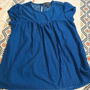 AUW Women's Blue Eyelet Blouse